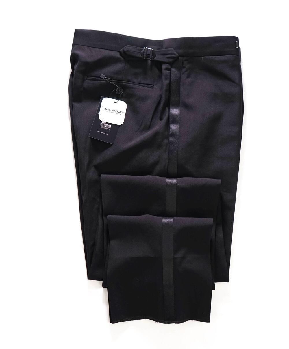 $995 RALPH LAUREN PURPLE LABEL - Black Tuxedo Pants - 32W